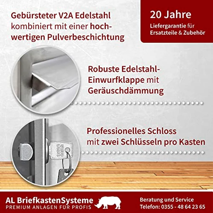4er Edelstahl Briefkasten Anlage 4 Fach Wandbriefkasten Postkasten Ausführung 5 – Bild 3