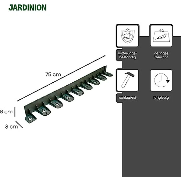 Rasenkanten, Beeteinfassung, Beetumrandung, PE/PP 60mm Schwarz, Umrandung Gartenbeet oder Kiesbeet – Bild 2