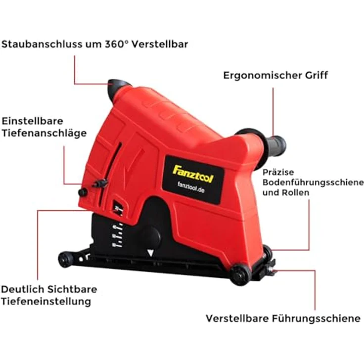 FANZTOOL universal Absaughaube für Winkelschleifer mit 230mm Trennscheiben – Bild 3