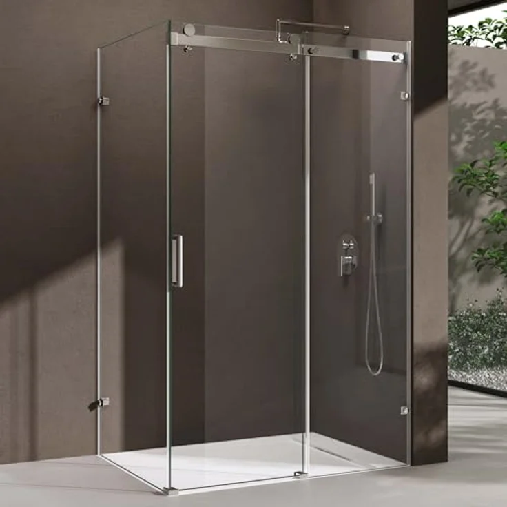 doporro Eckdusche Duschkabine 100x130x195cm, Schiebetür aus 8mm ESG-Sicherheitsglas mit Nanoversiegelung, antibakteriell und leicht zu reinigen – Bild 1