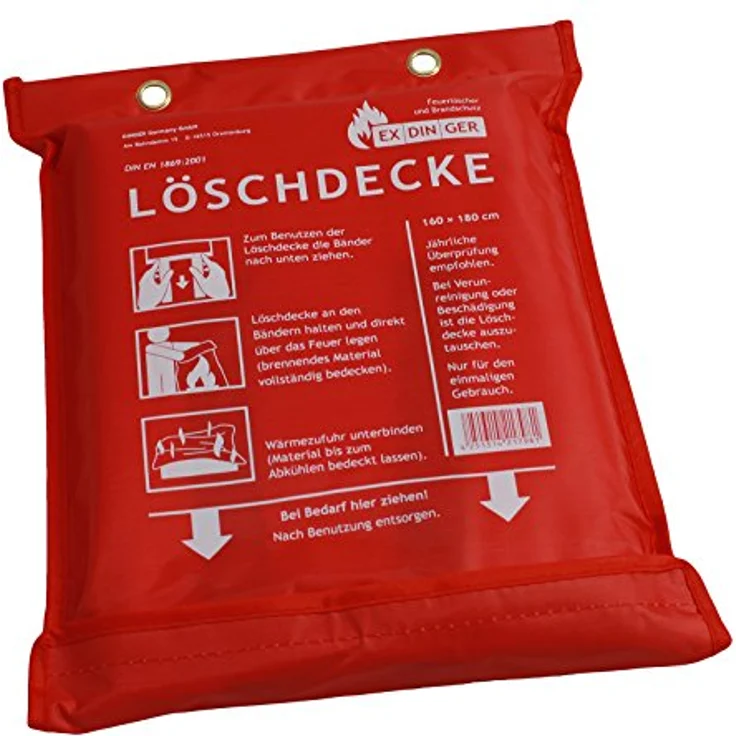 EXDINGER Feuerlöschdecke 160x180 cm gemäß DIN EN 1869:2001 (auch für Fettbrände) – Bild 1