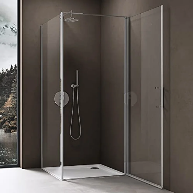 doporro Ravenna36-Plus Eck-Duschkabine 80x100x195cm mit 8mm ESG-Sicherheitsglas und beidseitiger NANO-Beschichtung, Klarglas – Bild 2