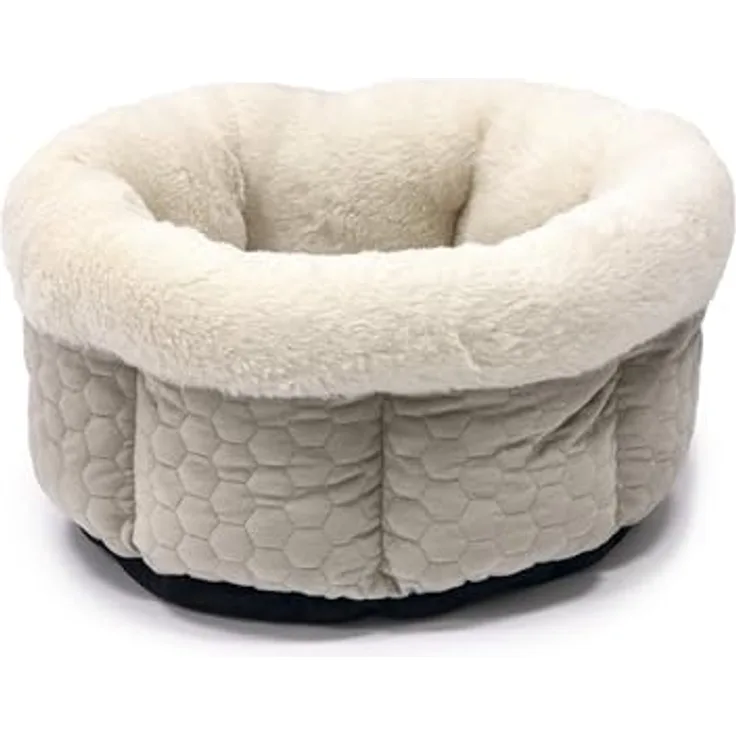 Karlie Tierbett Liegebett Velvet rund, beige, 45 cm breit, waschbar bis 30° C, Anti-Rutsch-Ausstattung