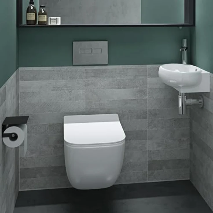 Mai & Mai Aufsatzwaschbecken Hängewaschbecken aus Keramik mit Nano-Beschichtung, Br001R, rechteckige Form, weiß - Preisvergleich – Bild 7