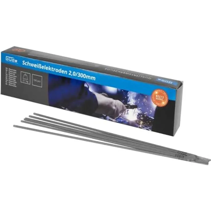 Güde Elektroden 2,0/300mm, rutilumhüllte Stabelektroden, 190 Stück, für Materialstärken 1,2-4,0 mm, Zugfestigkeit 420-550 N/mm²