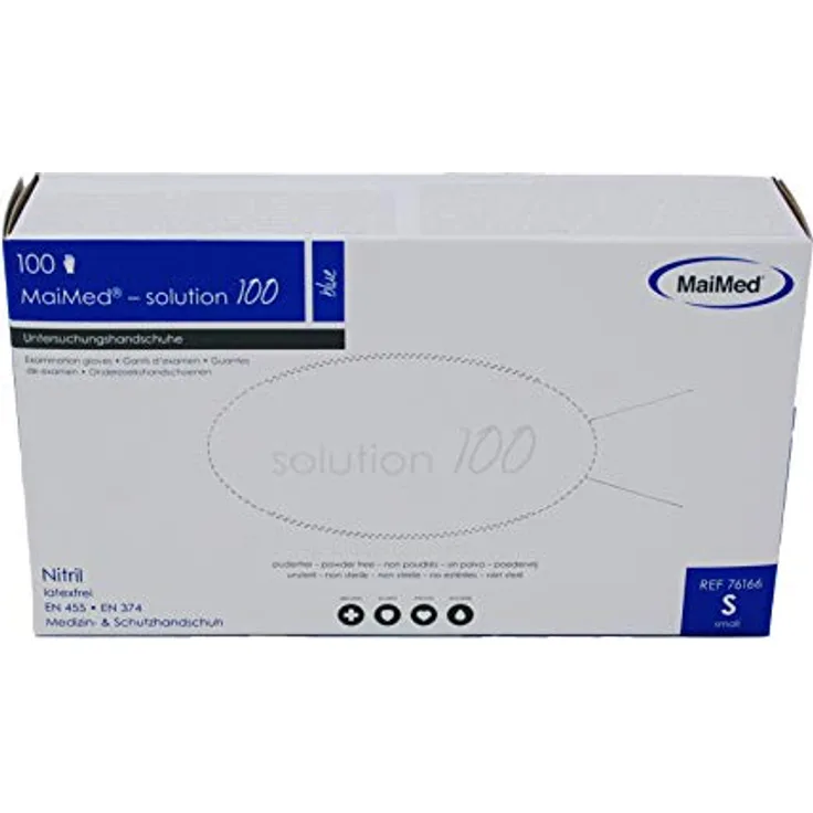 Untersuchungshandschuhe Maimed Solution 100 Gr. S blau, Nitril, 100 Stück