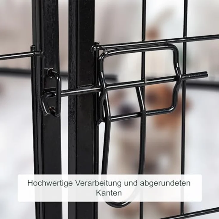 Relaxdays Welpenauslauf, Gehege für kleine Hunde und Haustiere, individuell anpassbar, inkl. Bodenpfosten für zusätzlichen Halt – Bild 5