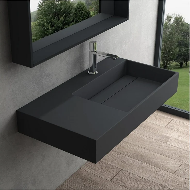 Mai & Mai Aufsatzwaschbecken Mineralguss Gussmarmor Waschbecken Waschschale Design Aufsatzbecken, rechteckig, geeignet für Hängewaschbecken und Aufsatzwaschbecken, weiß - Preisvergleich – Bild 1