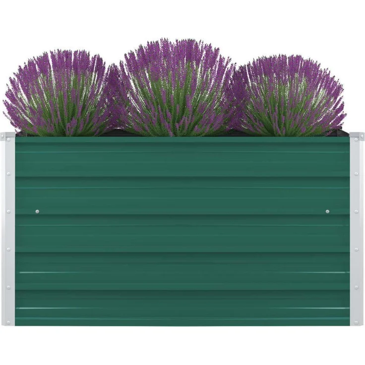 furnicato Hochbeet M626430, Verzinkter Stahl 100 x 100 x 45 cm in Grün, Rostgeschützt mit Stützbügeln und Sicherheitskanten