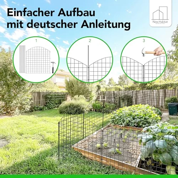 NewHabitat Teichzaun Steckzaun aus Metall, wetterbeständig, 10 Elemente, anthrazit – Bild 6