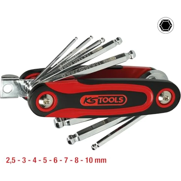 KS Tools 158.3520 Innen-Sechskant Winkelschraubendreher-Set, 8-teilig mit Kugelkopf, matt verchromt, für schwer zugängliche Schrauben – Bild 3