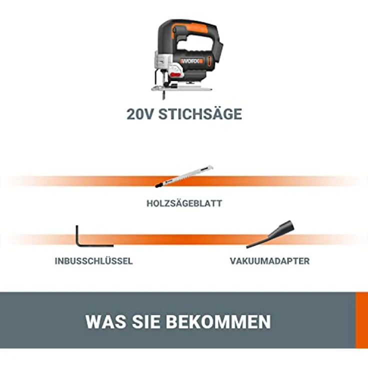 Worx WX543.9 Akku-Pendelhub-Stichsäge, mit Absaug-Adapter, ideal auch für Gehrungsschnitte, ohne Akku & Ladegerät – Bild 5