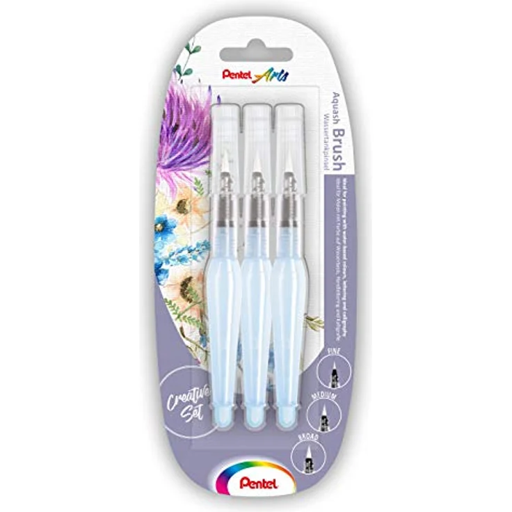 PENTEL Aquash Pinselstift XFRH/3-BFM, 3er Set in den Stärken B, F und M, 7 ml Wassertank – Bild 2