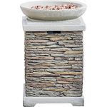 Teamson Home Propangas-Feuerstellenbrenner für den Garten, Rauchfreie Feuerstelle, Terrassenmöbel-Heizung mit Schüssel, Steineffekt mit Lavasteinen und Abdeckung