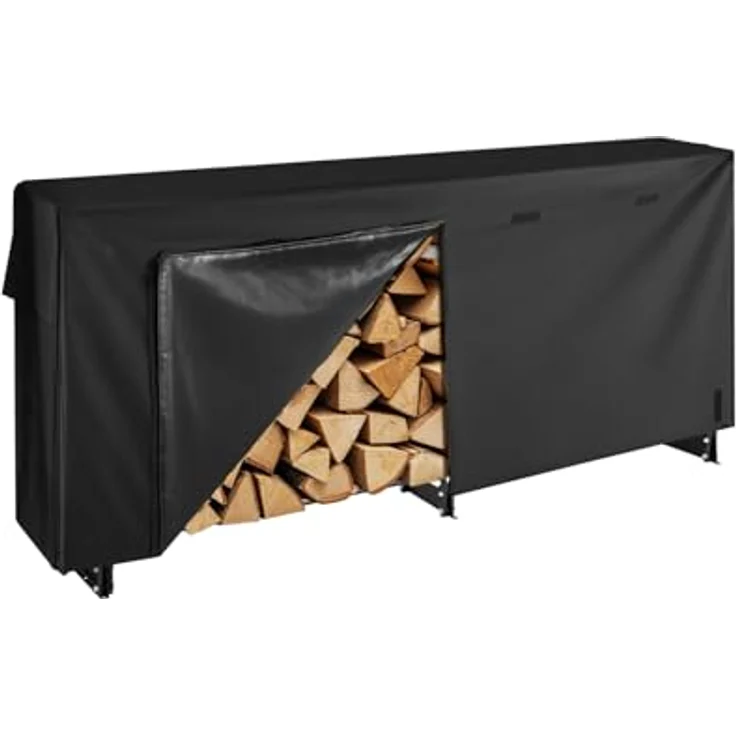 VEVOR Metall Kaminholzregal 257x36x117 cm, robustes Feuerholzregal mit max. Tragkraft 300 kg, wetterfeste Abdeckung und stabiler Sockel für Veranden und Gärten – Bild 1