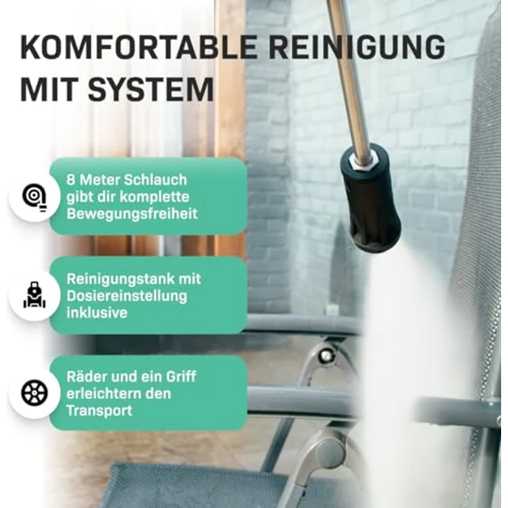 VONROC V22-2 Hochdruckreiniger, 170 bar, 2200 W, inkl. Fassadenreiniger und Dampfreiniger-Zubehör – Bild 5