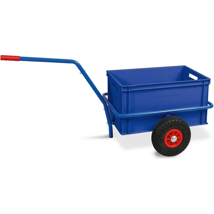 BRB-Lagertechnik Transportwagen Handwagen, herausnehmbarer Kunststoffkasten 600x400x320 mm, blau, Tragkraft bis 200 kg
