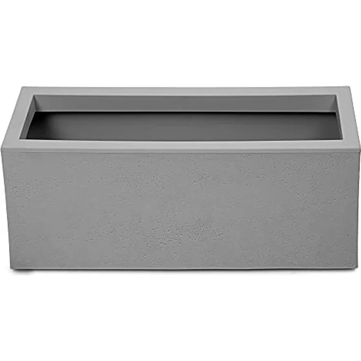 ONDIS24 Vulkan Pflanzkübel Balkonkasten mit Wasserspeicher, 25L Pflanzvolumen, rechteckig, Basaltfarbe, für Balkon und Terrasse – Bild 1