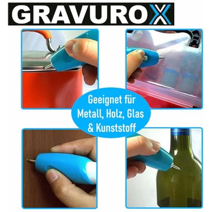 MAVURA GRAVUROX elektrischer Gravierstift, tragbarer Gravurstift für Metall, Kunststoff, Glas, Holz und Leder, kabellos, 17,5 cm – Bild 5