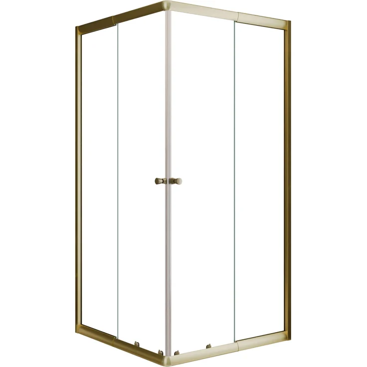 Schulte Dusche Sunny Eckeinstieg mit Schiebetüren, Goldoptik Klar, 180 x 75-90 cm, 4 mm ESG Glas