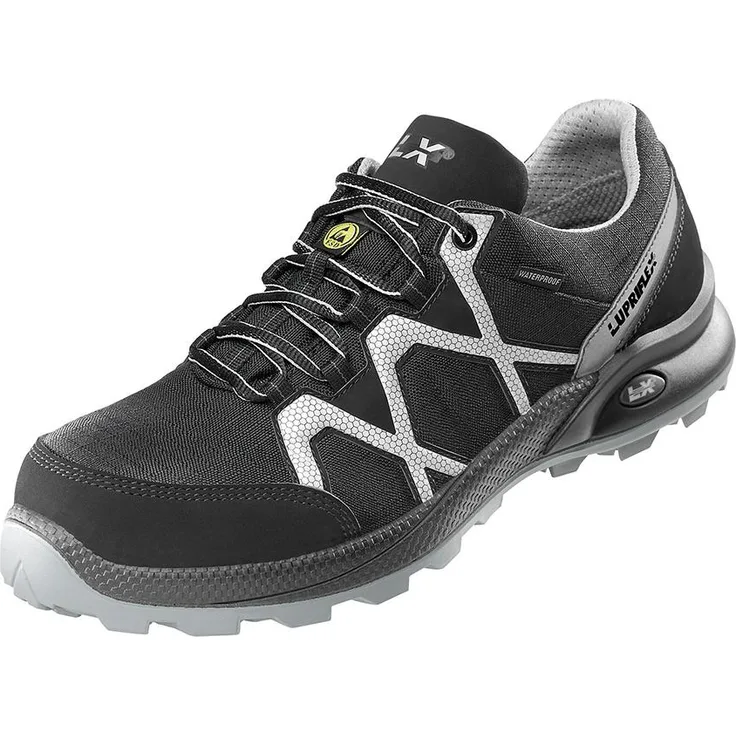 Lupriflex Halbschuh Speed Low S3, ESD, wasserdicht, mit Klimamembran, schwarz-silber, Gr. 45