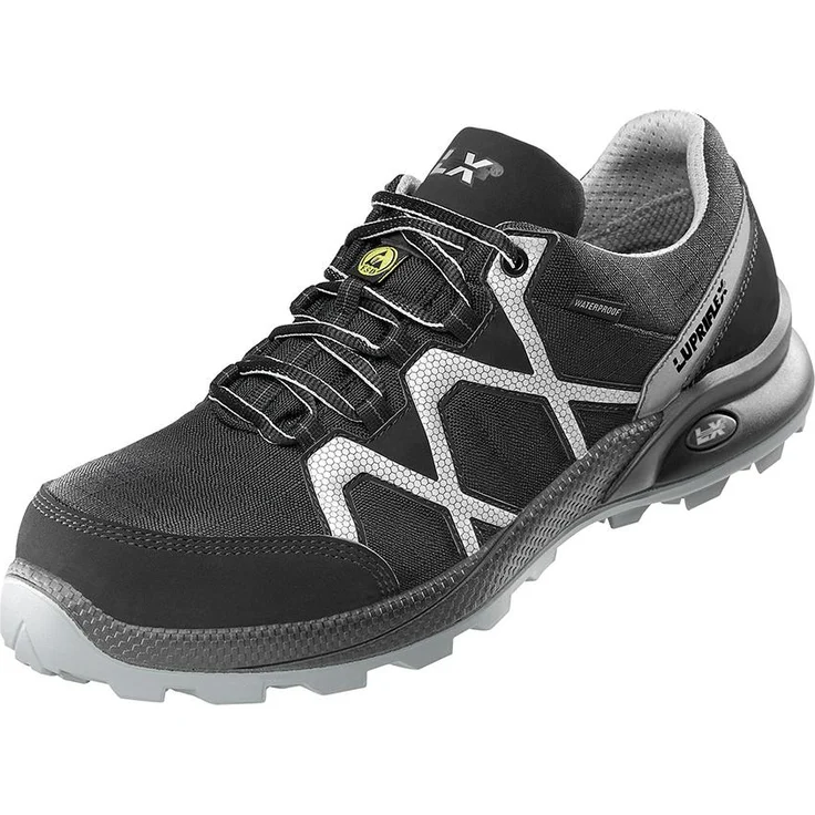 Lupriflex Halbschuh Speed Low S3, ESD, wasserdicht, mit Klimamembran, schwarz-silber, Gr. 45
