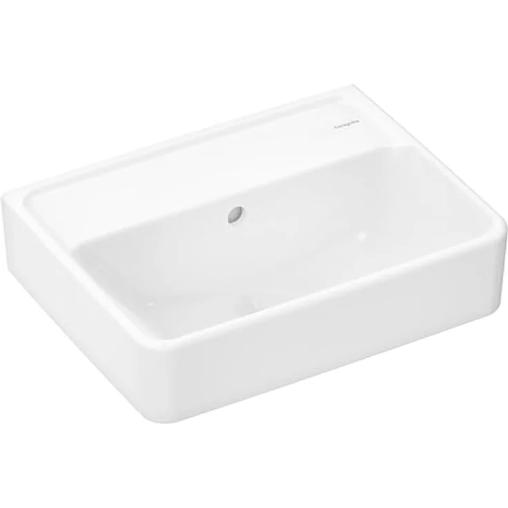 hansgrohe Xanuia Q Handwaschbecken, ohne Hahnloch, mit Überlauf, 450x340mm, weiss, Keramik – Bild 1