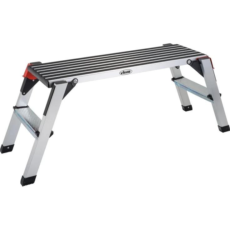 Vigor V4638, Aluminium Plattformleiter mit Sicherheitsverriegelung, klappbar, 150 kg Tragkraft, 95 cm Höhe – Bild 1