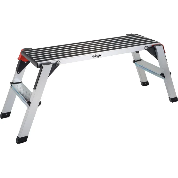 Vigor V4638, Aluminium Plattformleiter mit Sicherheitsverriegelung, klappbar, 150 kg Tragkraft, 95 cm Höhe