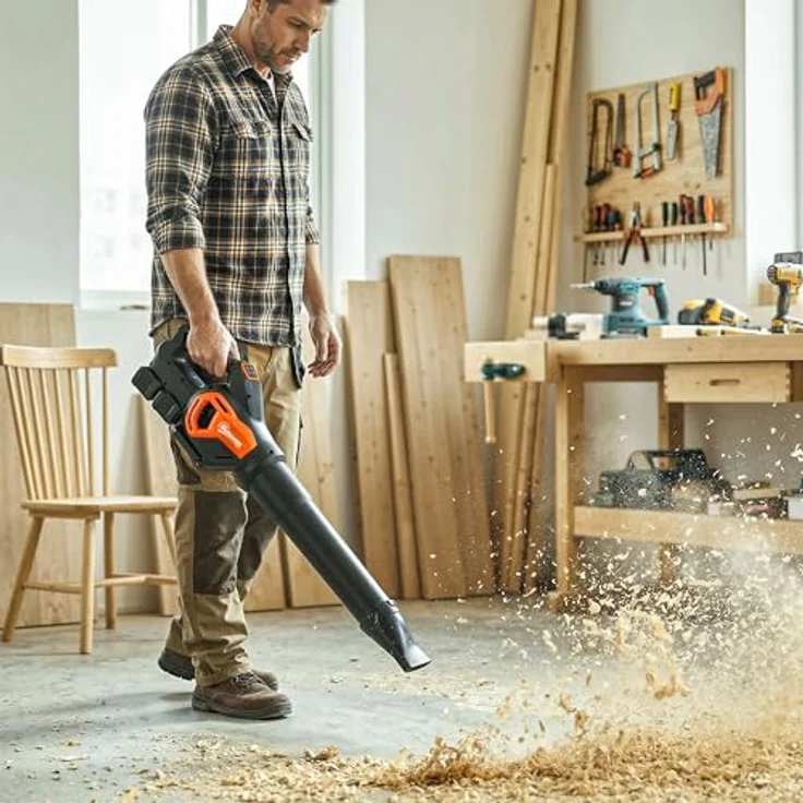 Outsunny Akku-Laubsauger 20V Kabellos mit Bürstenlosem Motor, 2x4.0Ah Akku & Ladegerät, Orange-Schwarz – Bild 9