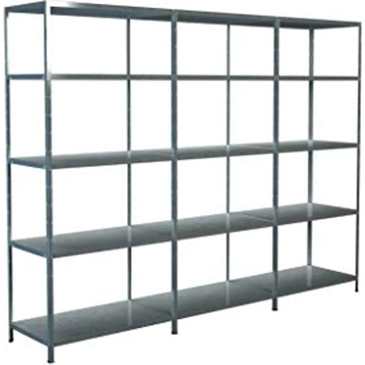 SCHULTE Regalwelt Steck-Grundregal und 2 Anbauregale 200 x 300 x 50 cm, 15 Böden, verzinkt, Tragkraft 425 kg, Lagerregal mit PowerMAX Fachböden, Made in Germany
