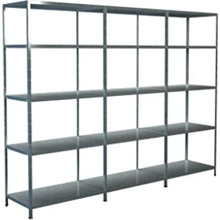 SCHULTE Regalwelt Steck-Grundregal und 2 Anbauregale 200 x 300 x 50 cm, 15 Böden, verzinkt, Tragkraft 425 kg, Lagerregal mit PowerMAX Fachböden, Made in Germany – Bild 1
