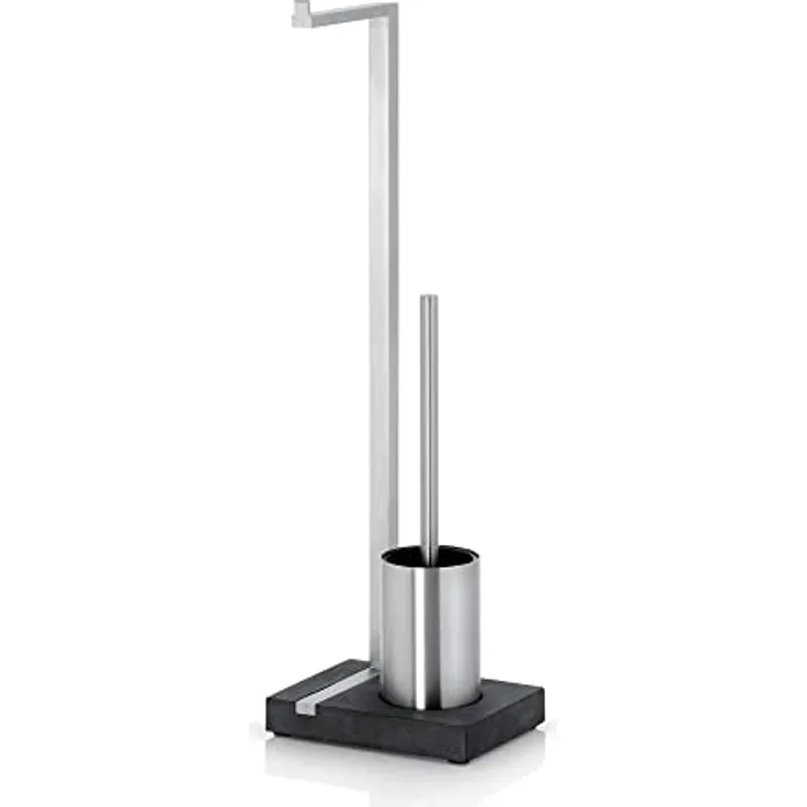blomus -MENOTO- Stand WC-Garnitur aus mattiertem Edelstahl, freistehender Toilettenbutler, platzsparende Konstruktion, exklusive Optik, Badaccessoire (H / B / T: 63,5 x 15 x 20 cm, Edelstahl, 68687)