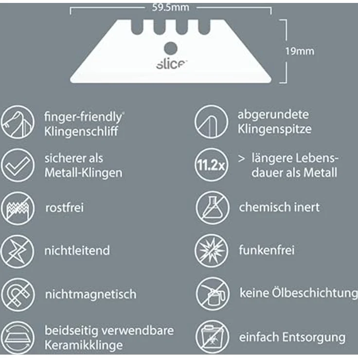 SLICE Cuttermesser Slice 10524, Keramische Ersatzklingen abgerundet, 2er Set mit finger-friendly® Sicherheitsfeature – Bild 4