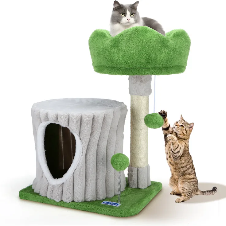 Nobleza Kratzbaum Katzenbaum, stabiler Kletterbaum mit Aussichtsplattform und Katzenhöhle, 40x30x55 cm