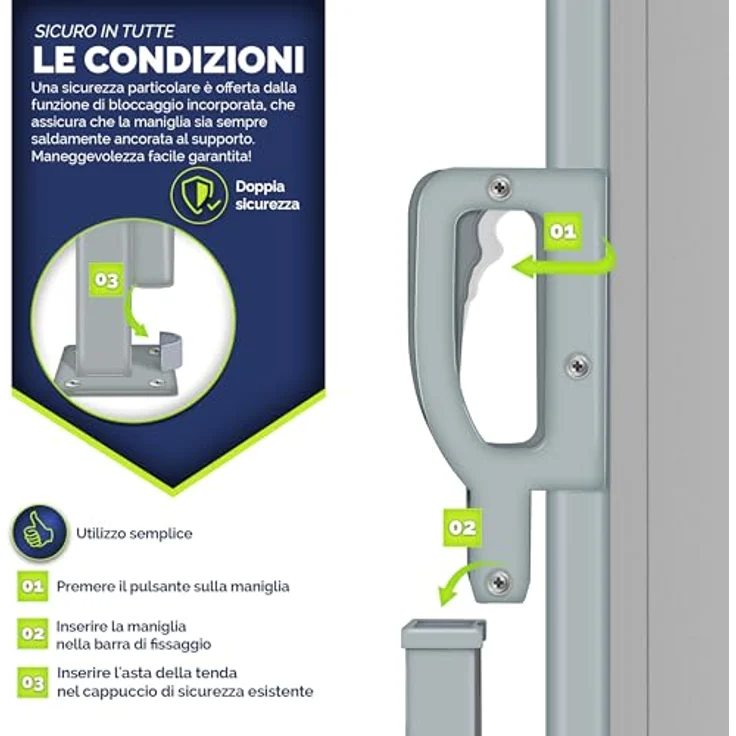 tillvex Seitenmarkise 180 x 300 cm ausziehbar & Blickdicht, Sichtschutz für Balkon, Garten & Terrasse | Sonnenschutz rostfreier Stahl | Markise Windschutz, Grau – Bild 3