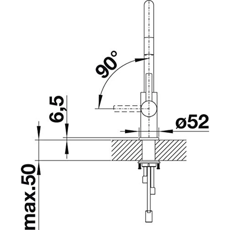 BLANCO 525125 Candor-S, Einhebelmischer, Küchenarmatur mit ausziehbarer Schlauchbrause, Massiv-Edelstahl gebürstet, Niederdruck, 525125 – Bild 5