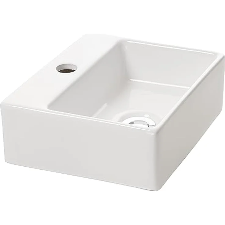 NEG Waschbecken Uno44H (extra klein/eckig) Hänge-Waschschale/Waschtisch (weiß) mit schmalem Rand und Nano-Beschichtung – Bild 3