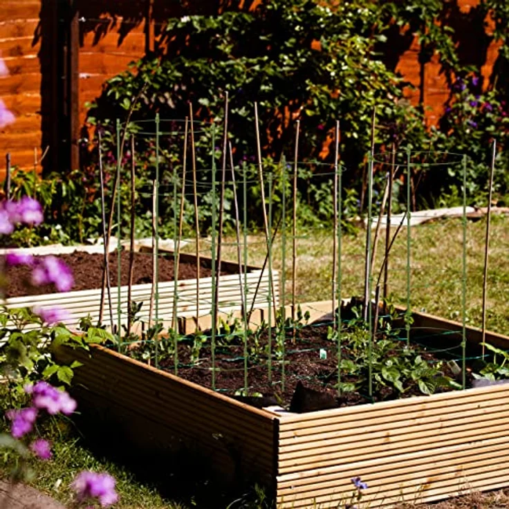 Relaxdays Rankhilfe, 5er Set, 4 Ringe, HxD: 90 x 28 cm, Blumen & Nutzpflanzen, Metall & Kunststoff, Pflanzenstütze, grün – Bild 2