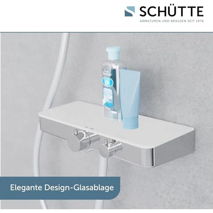 SCHÜTTE OCEAN Thermostat Duscharmatur, Chrom/Weiß, mit Ablage – Bild 2