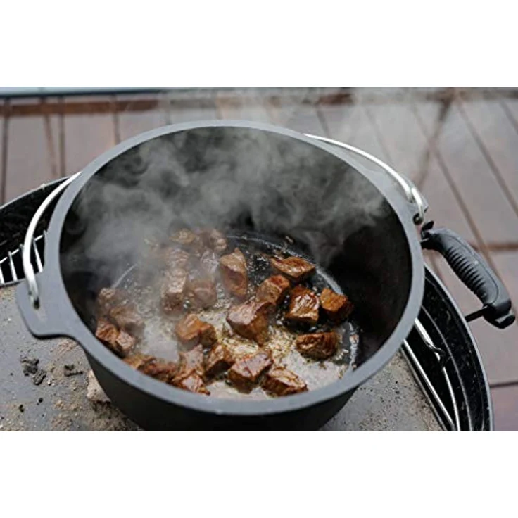 BBQ-Toro Dutch Oven Alpha Serie | 19,0 Liter (DO18A) Gusseisen Kochtopf, bereits eingebrannt, mit Deckelheber | Schwarz – Bild 3