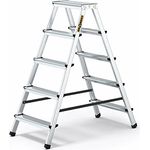 DRABEST Klappleiter Klapptritt Alu Leiter 2 x 5 Stufen Trittleiter Beidseitig Mehrzweckleiter bis 125 kg Belastbar Leiter