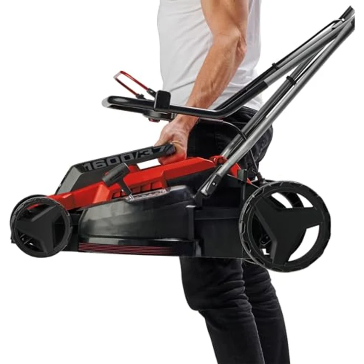 Einhell Elektrorasenmäher GC-EM 1600/37, 37 cm Schnittbreite, 1600 W, Kunststoffgehäuse, ergonomischer Führungsholm, 5-stufige Schnitthöhenverstellung, Grasfangsack 38 Liter, schwarz – Bild 4