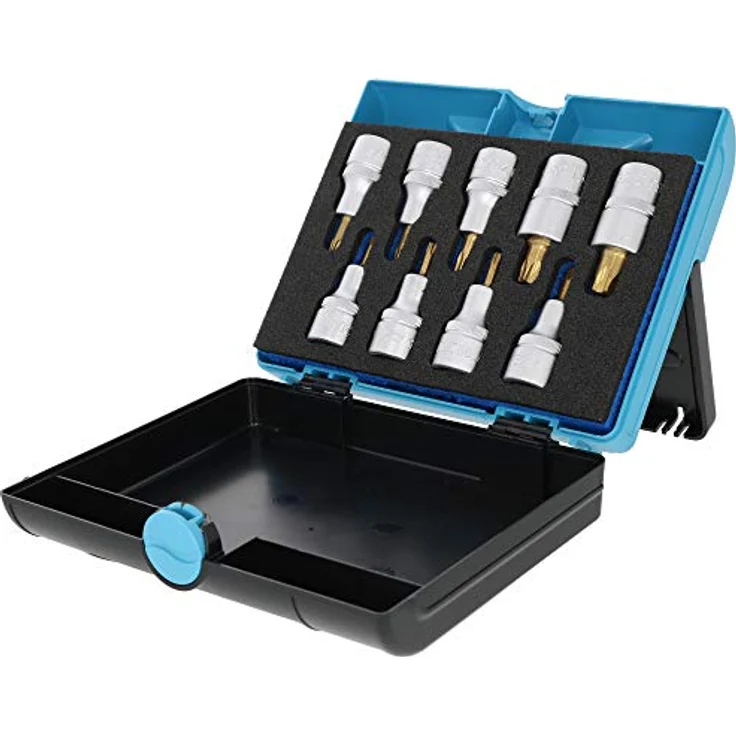 Hazet Schraubendreher-Steckschlüsseleinsatzsatz 1/2 Zoll, Torx T20-T60, TiN beschichtet, 9-teilig, Kunststoff-Kasten 165-S, Made in Germany – Bild 4