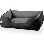 BedDog Hundebett LUPI, Hundekissen mit abziehbaren waschbaren Bezug, Hundekorb, Hundesofa, für kleine Hunde, S, schwarz-grau