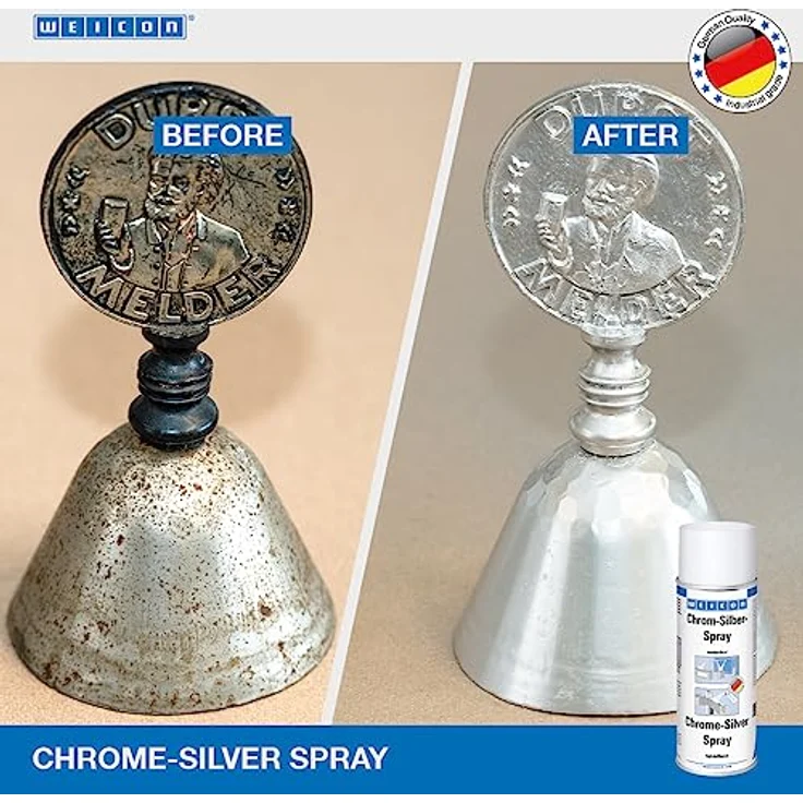 WEICON Chrom-Silber-Spray, hochbrillante Oberflächenbeschichtung, 400 ml für effektvolle Dekorationsarbeiten und optische Aufwertung – Bild 3