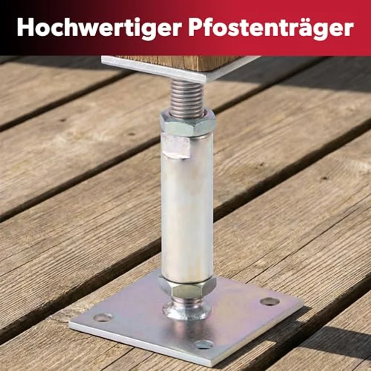 siwitec höhenverstellbarer I-Pfostenträger, 30-150 mm, 70 x 70 mm, für Holzkonstruktionen im Außenbereich, zum Aufschrauben, 1-St – Bild 4