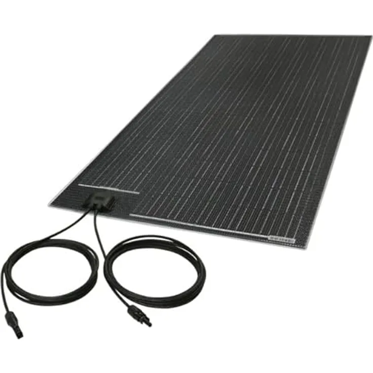 NLS Flat Solar Komplettsystem 100 W, Solaranlage mit MPP-Regler und einfacher Installation, schwarz