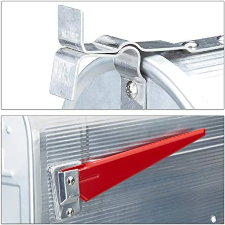 Relaxdays Amerikanischer Briefkasten, Aluminium, Original US Mailbox, Fahne, Nostalgie, HxBxT: 22 x 16,5 x 48 cm, silber – Bild 8