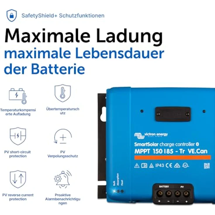 Victron Energy Solarladeregler MPPT Victron SmartSolar 150/85-Tr VE.Can, Leistung maximal in Watt: 1200 / 2400 / 3600 / 4900, schwarz – Bild 8